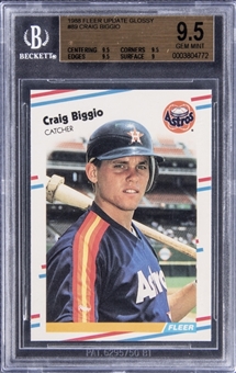 1988 Fleer Update Glossy #89 Craig Biggio Rookie Card - BGS GEM MINT 9.5